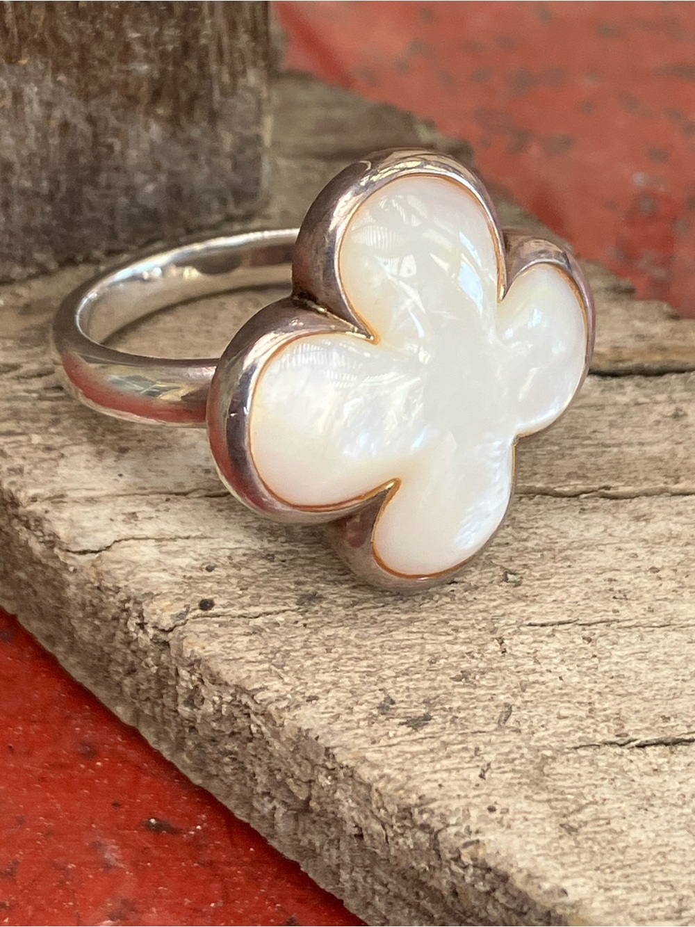 Vintage Heidi Klum Sterling Silver Mother Of Pearl Ring 9